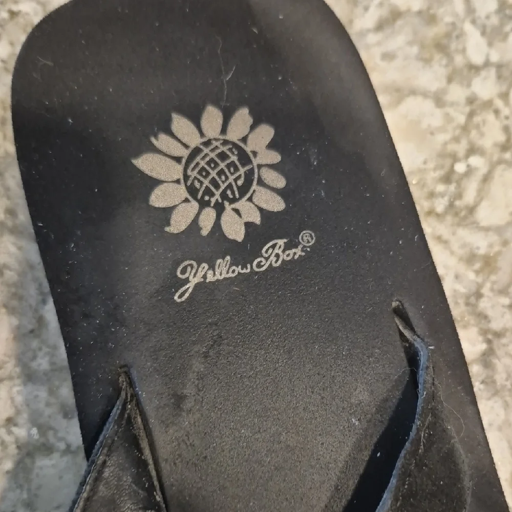 Yellow Box Belicia Black Sandals with Rhinestone and Gold Accents - Picture 2 of 11